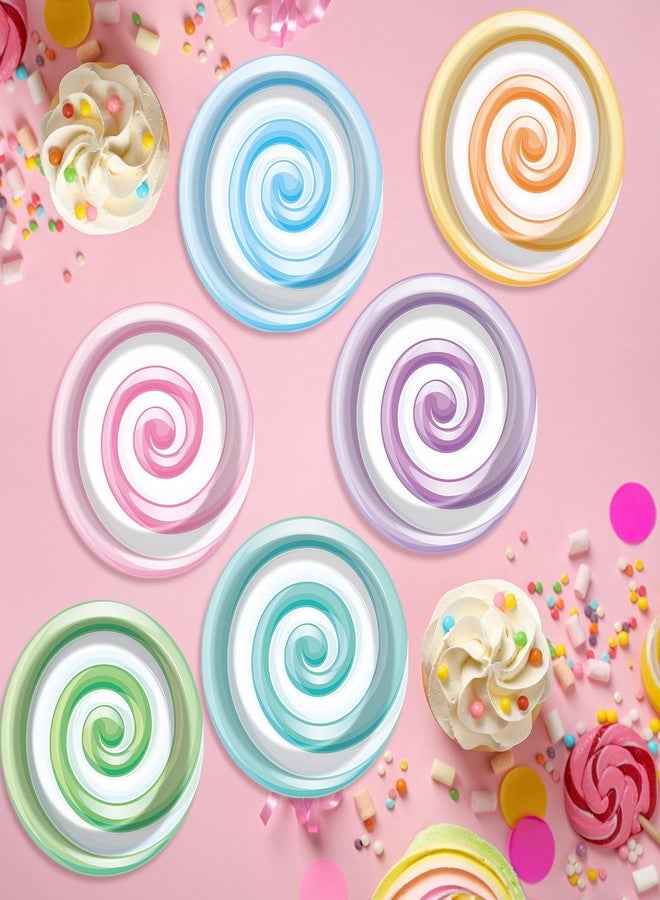 Oitnlaughter 48Pcs Christmas Pastel Candy Themed Paper Plates for Candyland Party Decorations 7" Pastel Lollipop Candy Disposable Rainbow Dinner Plates for Sweet Candy Birthday Baby Shower Party Supplies - Image 4